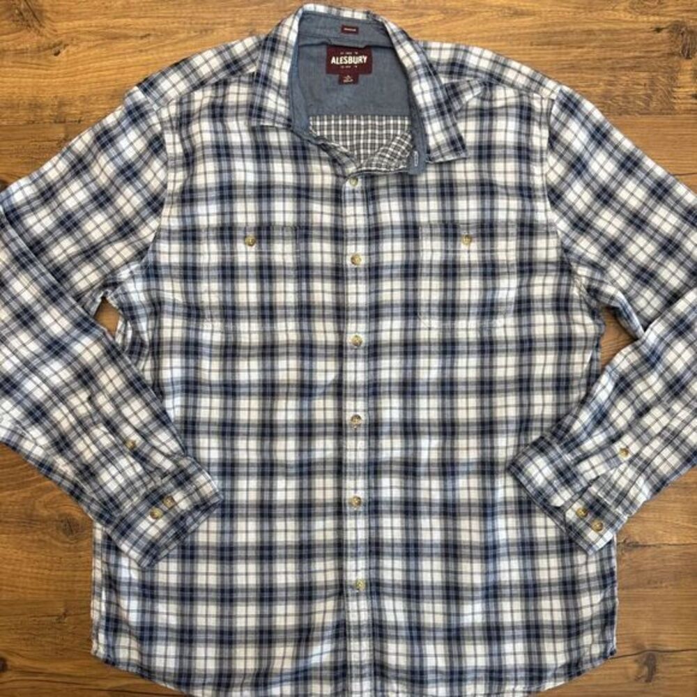Alesbury Stitch Fix Mens XL‎ Tall Denali Doublecloth Shirt Plaid Preppy Academia